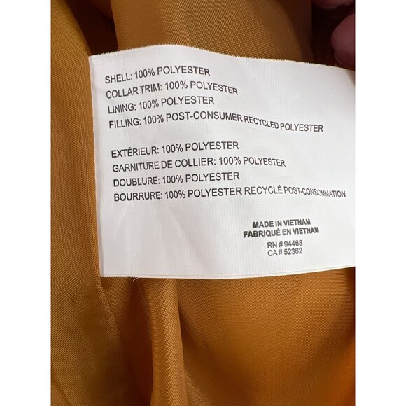 Womens HFX Quilted Jacket W/ Sherpa Collar Medium M Mustard Yellow Polyester - Picture 5 of 7